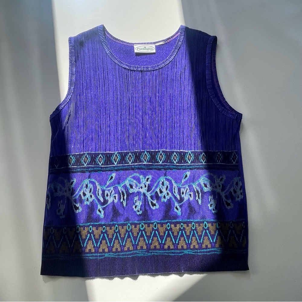 Patchington Royal Blue Ribbed Sleeveless Blouse, M/L